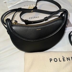 Polène Number Ten Bag - Monochrome Black Textured leather